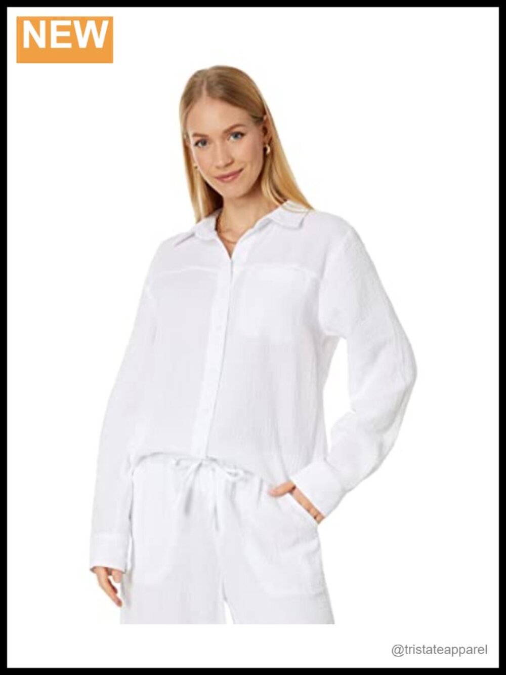 Women's Long Sleeve Cotton Gauze Button Down Shirt Loose Fit